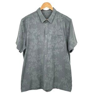 Vuori Bridge Shirt Mens 2XL Blue Gray Floral Short Sleeve Button Up Performance